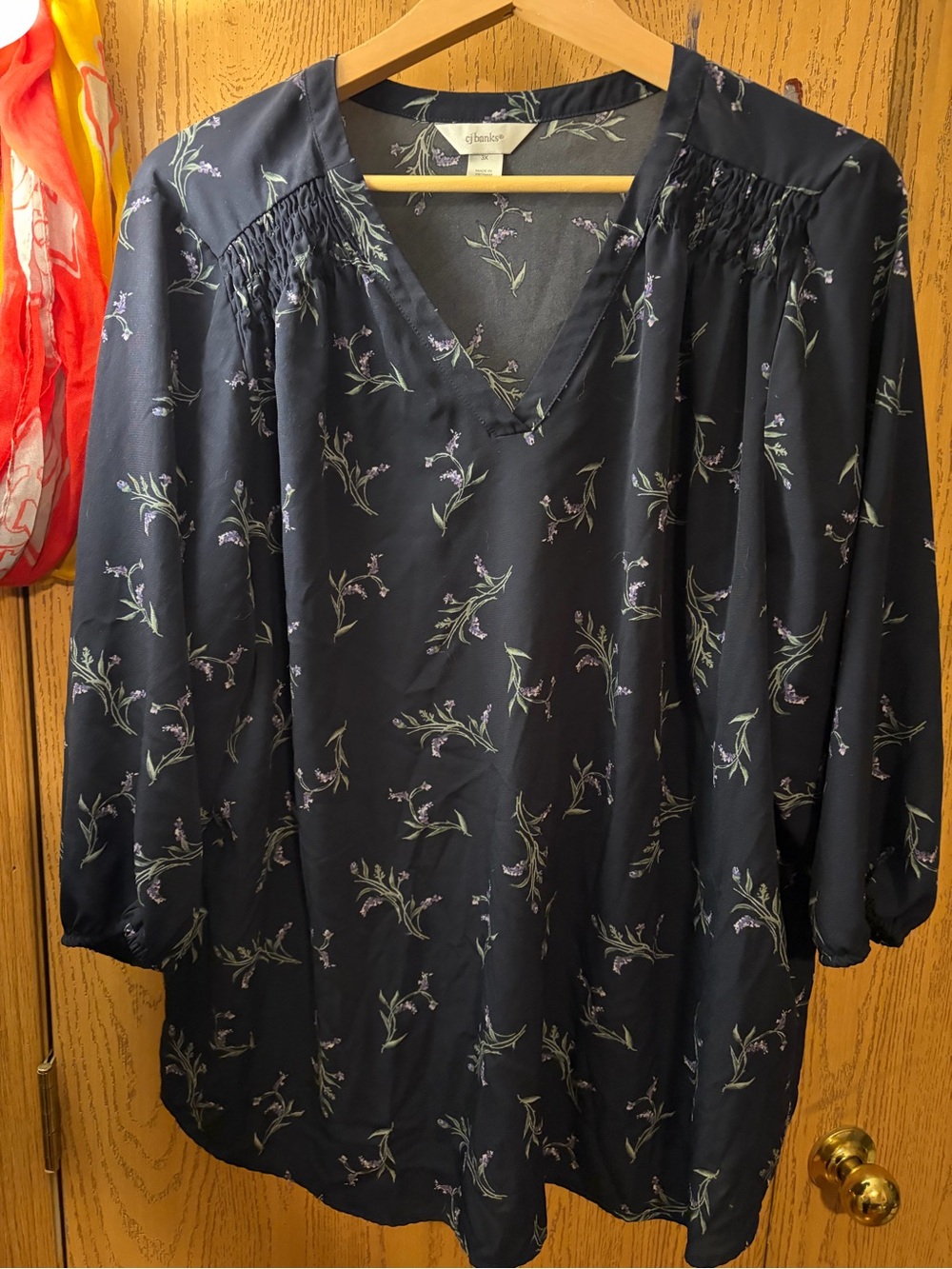 CJ Banks Navy Floral V-Neck Tunic